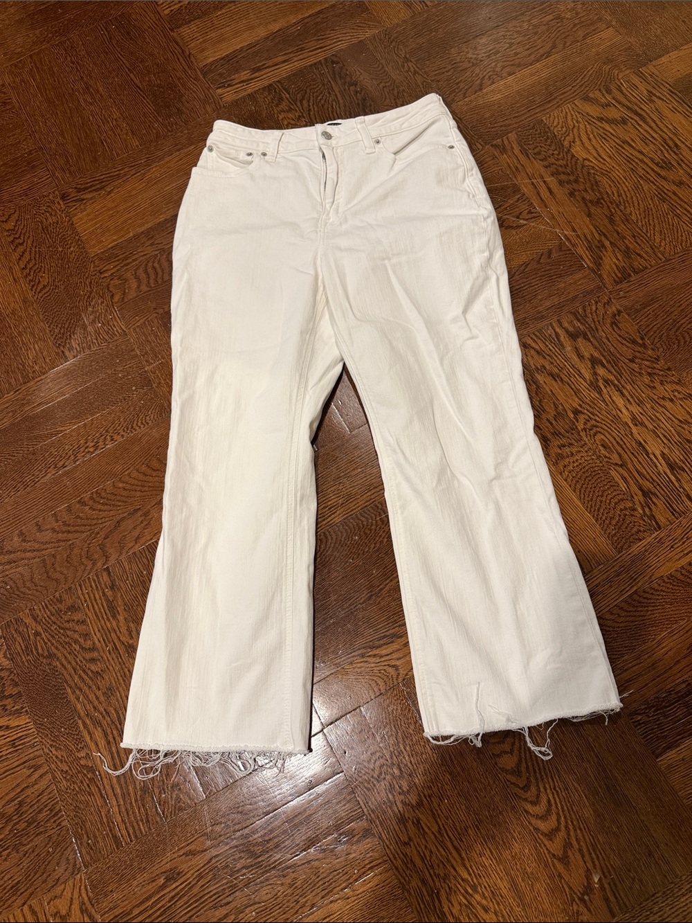 J. Crew White Wide-Leg High-Rise Jeans
